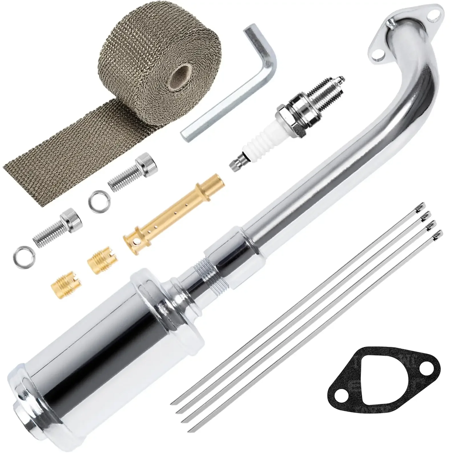 Upgraded Chrome Exhaust Header Pipe Muffler Kit For Predator 212cc 196cc 200cc 224cc Go Kart Mini Bike
Upgraded Chrome Exhaust Header Pipe Muffler Kit For Predator 212cc 196cc 200cc 224cc Go Kart Mini Bike