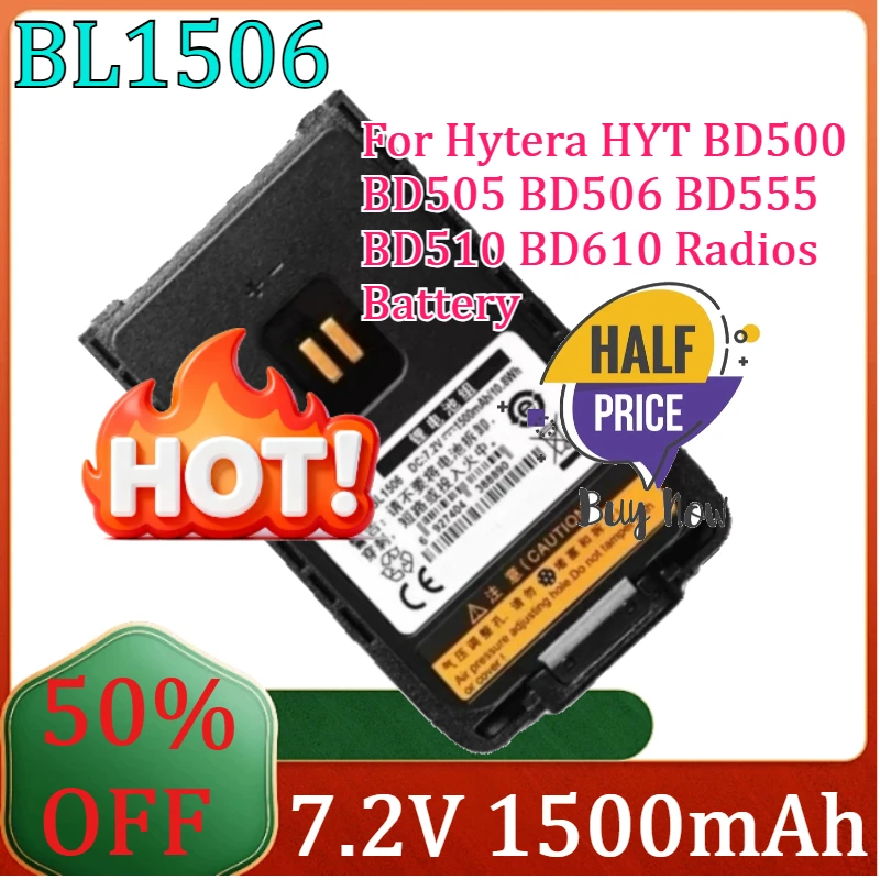 For Hytera HYT BD500 BD505 BD506 BD555 BD510 BD610 Radios Battery 7.2V 1500mAh BL1506 Li-ion Replacement Battery
For Hytera HYT BD500 BD505 BD506 BD555 BD510 BD610 Radios Battery 7.2V 1500mAh BL1506 Li-ion Replacement Battery
