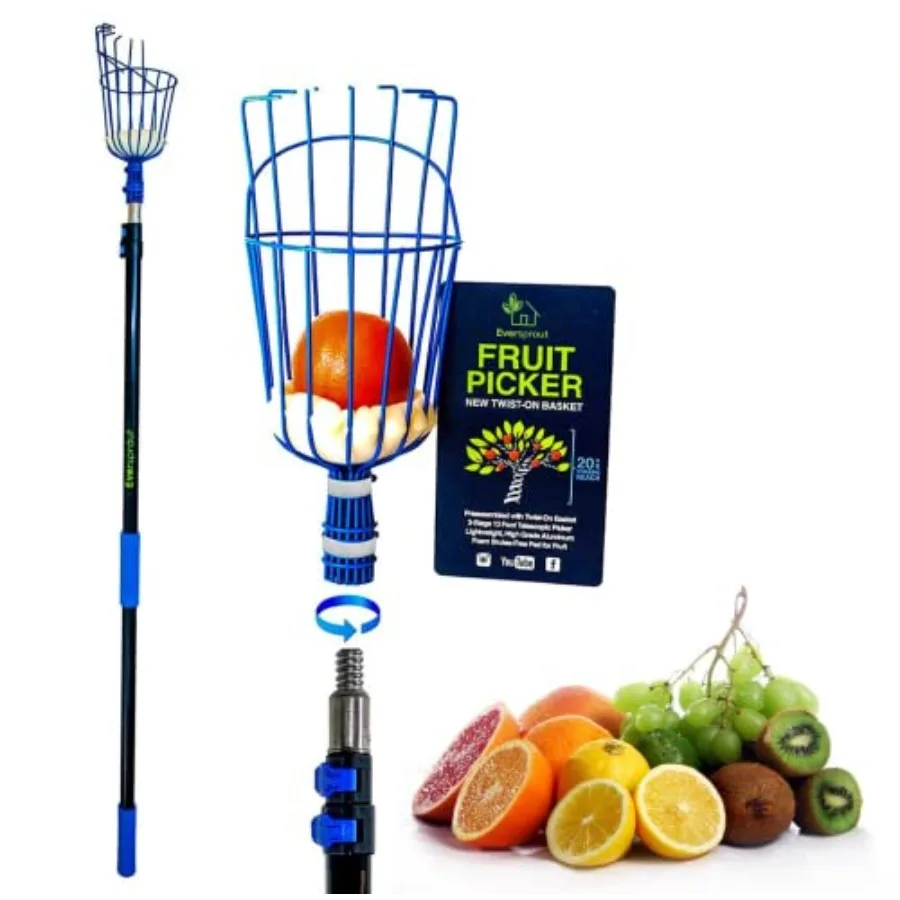 4.5-to-ft Durable Fruit Picker with 20+ Reach Telescoping Fruit Picker, Lightweight Twist-On Fruit Picking Tool with Basket, Al
4.5-to-ft Durable Fruit Picker with 20+ Reach Telescoping Fruit Picker, Lightweight Twist-On Fruit Picking Tool with Basket, Al