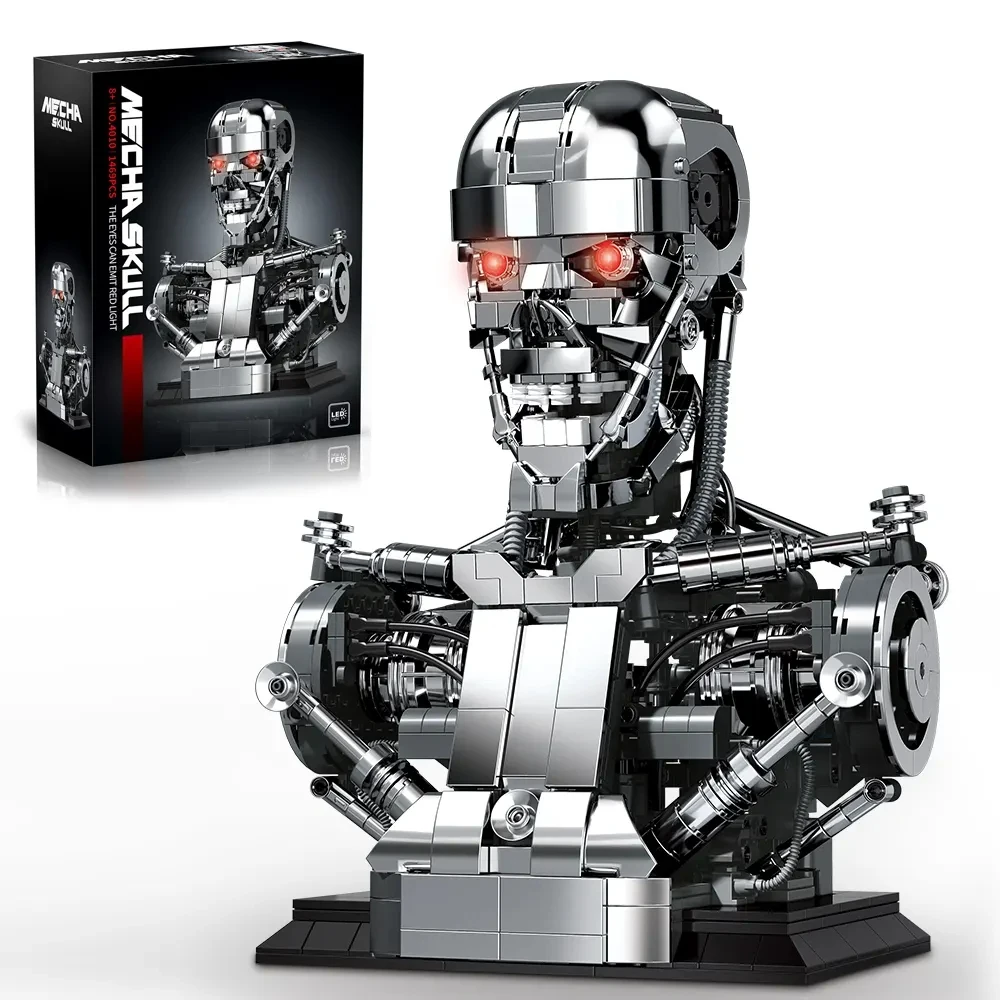 1469PCS Mecha Skull Skeleton Robot Building Blocks Movie T800 Bust Figures Model Desktop Ornament Construction Bricks Toys Gift
1469PCS Mecha Skull Skeleton Robot Building Blocks Movie T800 Bust Figures Model Desktop Ornament Construction Bricks Toys Gift