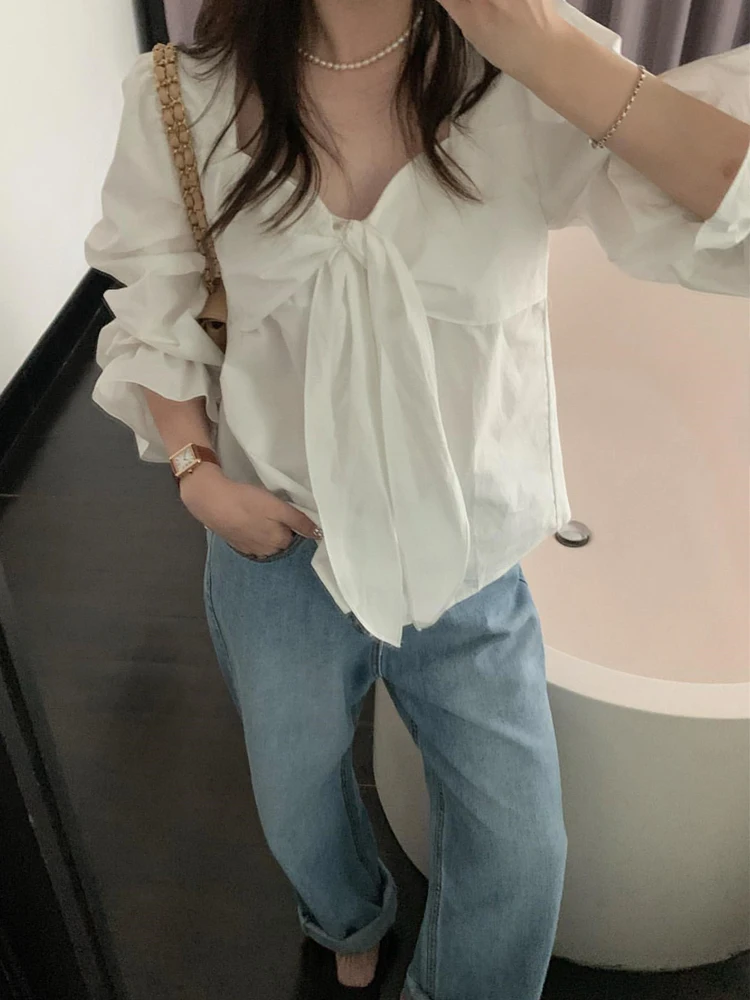 Spring Chic Women's irt Square Collar Design Knot Sa Loose Flared Sve ort Length Top Korean Sle Commute
Spring Chic Women's irt Square Collar Design Knot Sa Loose Flared Sve ort Length Top Korean Sle Commute