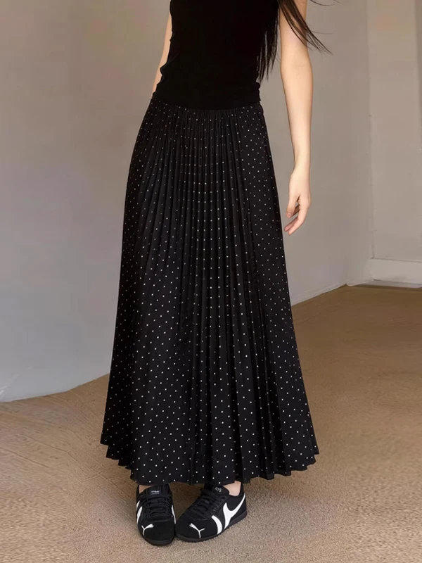 plus Size Black Polka Dot Pleated Midi Skirt Women's Spring 2026 New High Waist Slim A-Line Skirt Korean Style Commute
plus Size Black Polka Dot Pleated Midi Skirt Women's Spring 2026 New High Waist Slim A-Line Skirt Korean Style Commute