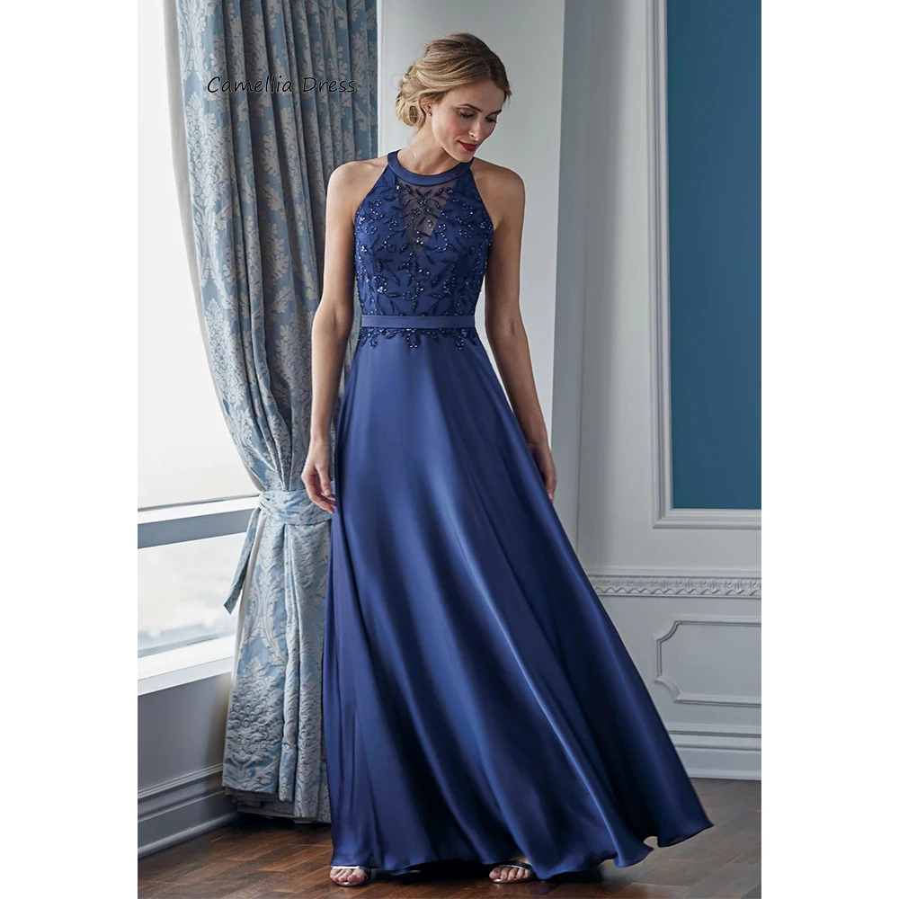 New A-line Halter Wedding Party Dress Satin Chiffon Elegant Women's Dresses Beading Mother of the Bride Dress فستان حفلات الزفاف
New A-line Halter Wedding Party Dress Satin Chiffon Elegant Women's Dresses Beading Mother of the Bride Dress فستان حفلات الزفاف