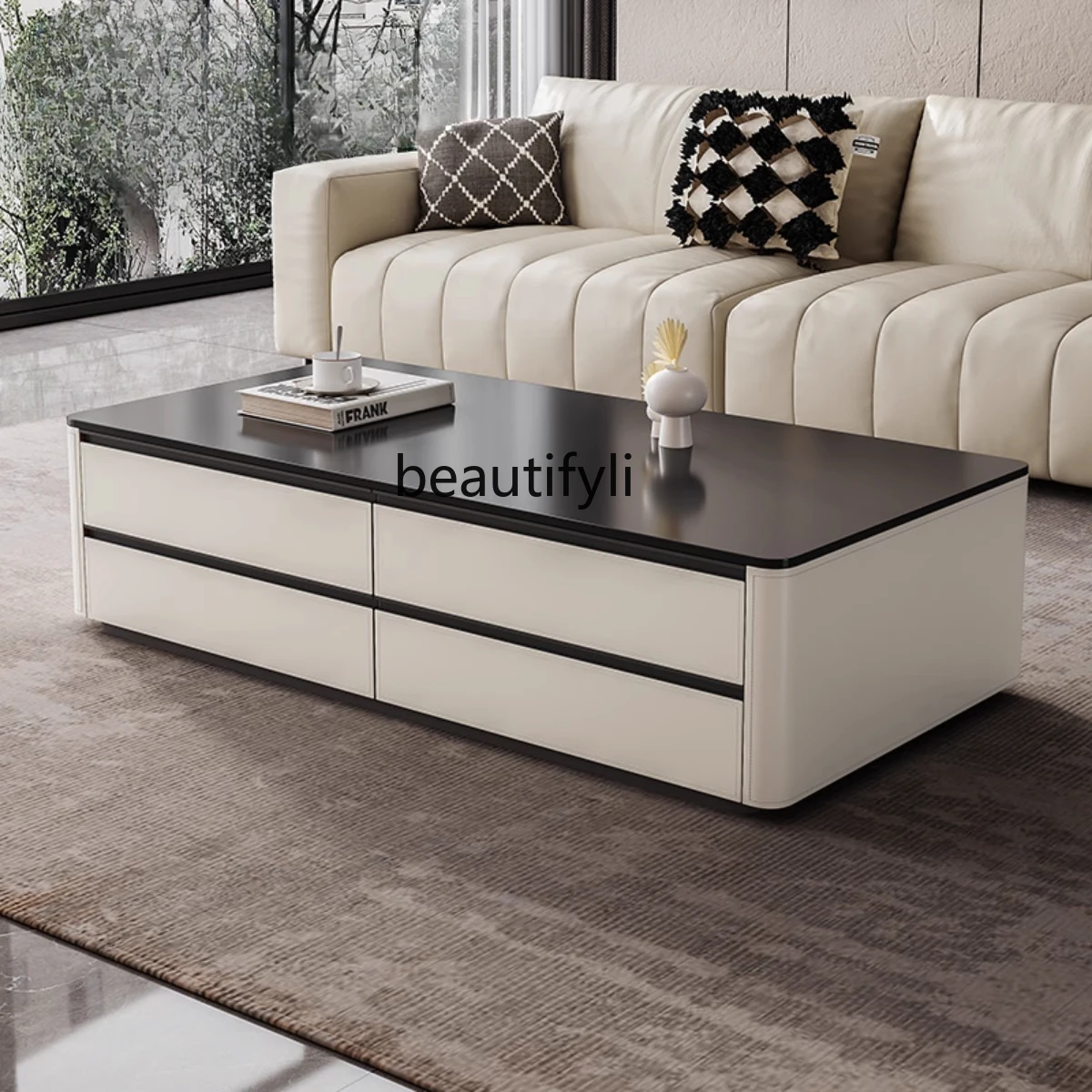 Saddle leather coffee table Modern home living room storage coffee table TV cabinet combination Solid wood long coffee table
Saddle leather coffee table Modern home living room storage coffee table TV cabinet combination Solid wood long coffee table