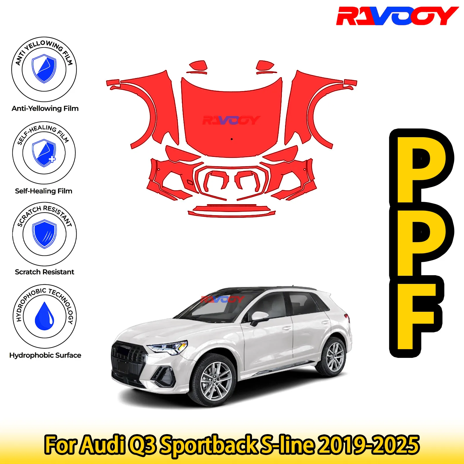 For Audi Q3 Sportback S-line 2019-2026 Glossy Matte Black Precut front PPF Kit Paint Protection Film 8.5mil Clear Bra TPU
For Audi Q3 Sportback S-line 2019-2026 Glossy Matte Black Precut front PPF Kit Paint Protection Film 8.5mil Clear Bra TPU