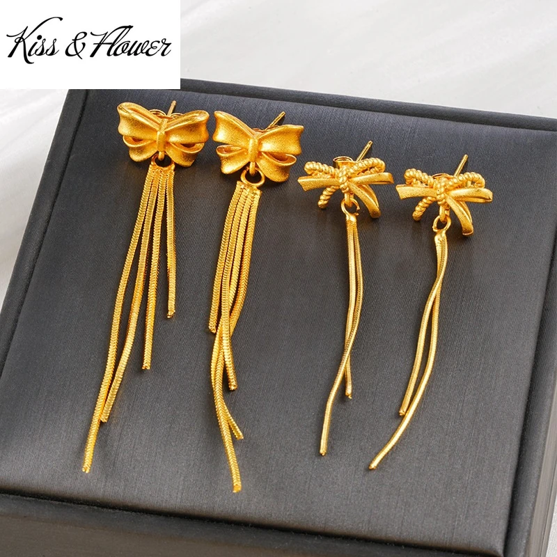 KISS&FLOWER 24KT Gold Bowknot Tassel Stud Earrings For Women Wedding Party Birthday Christmas Bride Mother Girl Lady Gifts ER541
KISS&FLOWER 24KT Gold Bowknot Tassel Stud Earrings For Women Wedding Party Birthday Christmas Bride Mother Girl Lady Gifts ER541