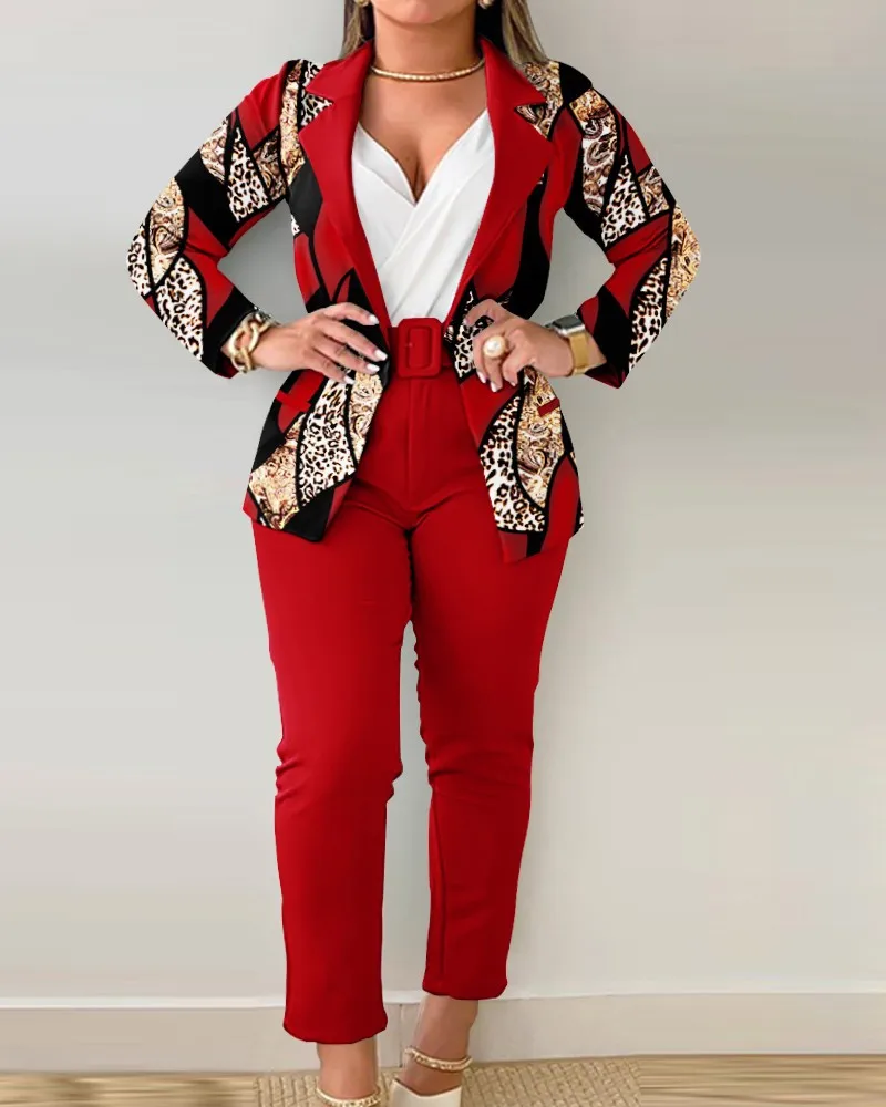 Autumn Fashion Printed 2 Piece Sets Women Long Sleeve Suit Coat Cardigan Jacket Tight Pants Elegant Commuter 2 Piece Sets
Autumn Fashion Printed 2 Piece Sets Women Long Sleeve Suit Coat Cardigan Jacket Tight Pants Elegant Commuter 2 Piece Sets