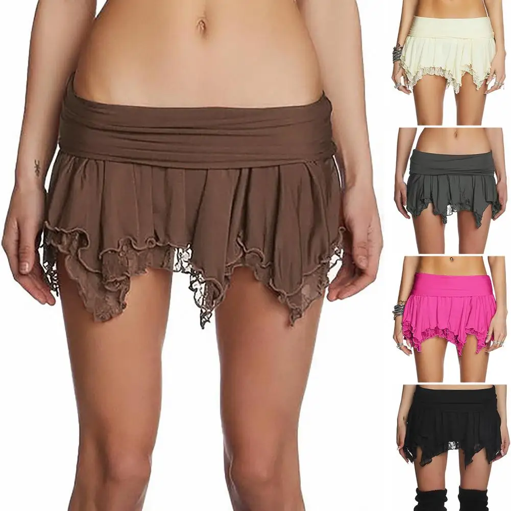 Low Waist Lace Trim Mini Skirt Elegant Lace Trimmed Mini Skirt with Ruffle Asymmetrical Hem Low Rise Retro Fairy Aesthetic Skirt
Low Waist Lace Trim Mini Skirt Elegant Lace Trimmed Mini Skirt with Ruffle Asymmetrical Hem Low Rise Retro Fairy Aesthetic Skirt