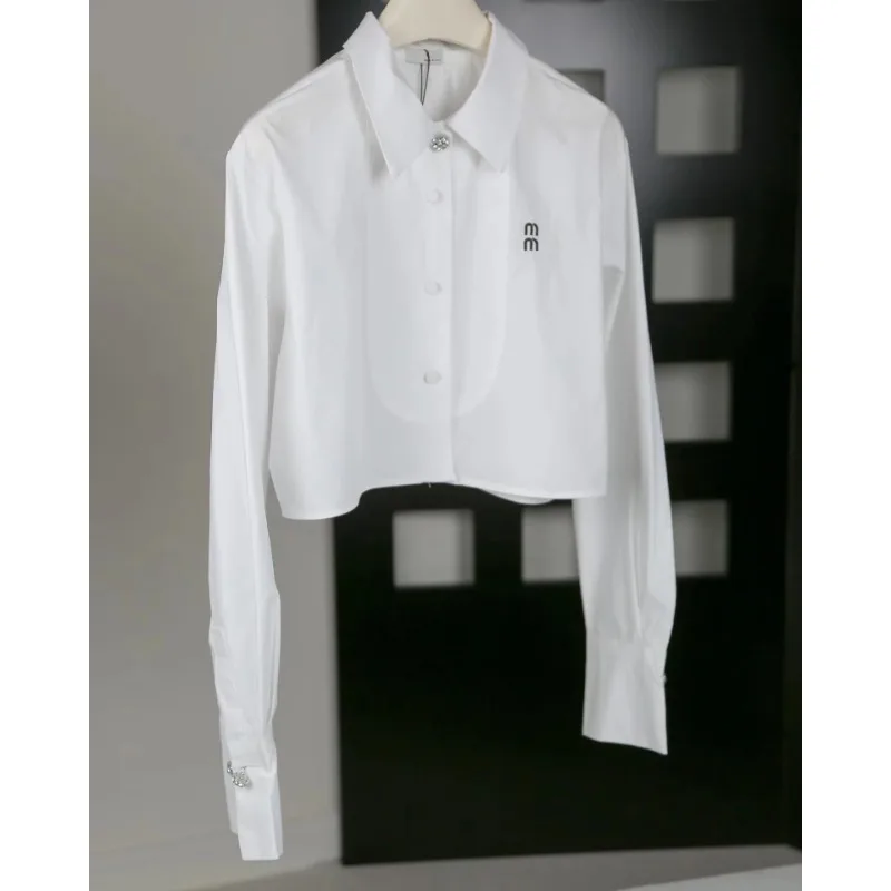 Ladies Fashion Embroidered Letter Crystal Button Long Sleeve Short Top 100% Cotton One-Piece Shirt
Ladies Fashion Embroidered Letter Crystal Button Long Sleeve Short Top 100% Cotton One-Piece Shirt