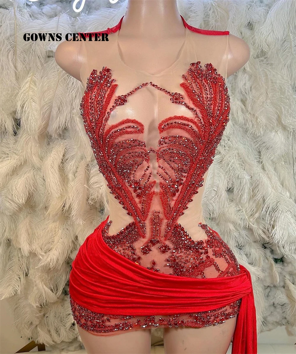 See Thru Red Applique Beading Prom Dress Black Girls African Mermaid Birthday Dress Luxury 2024 Mini Cocktail Gown Customized
See Thru Red Applique Beading Prom Dress Black Girls African Mermaid Birthday Dress Luxury 2024 Mini Cocktail Gown Customized
