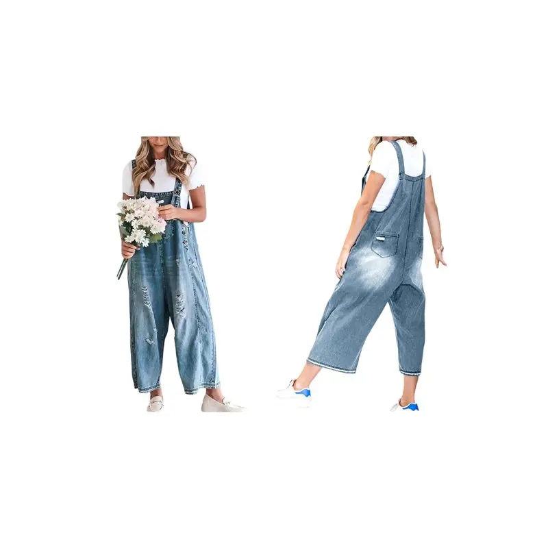 ABRT-Women Loose Adjustable Strap Denim Bib Overall Jeans Distressed Wide Leg Baggy Overalls Jumpsuit
ABRT-Women Loose Adjustable Strap Denim Bib Overall Jeans Distressed Wide Leg Baggy Overalls Jumpsuit