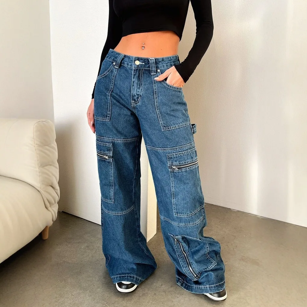 Y2K High Waisted Jeans Women American Retro Workwear Wide Legs Versatile Design
Y2K High Waisted Jeans Women American Retro Workwear Wide Legs Versatile Design