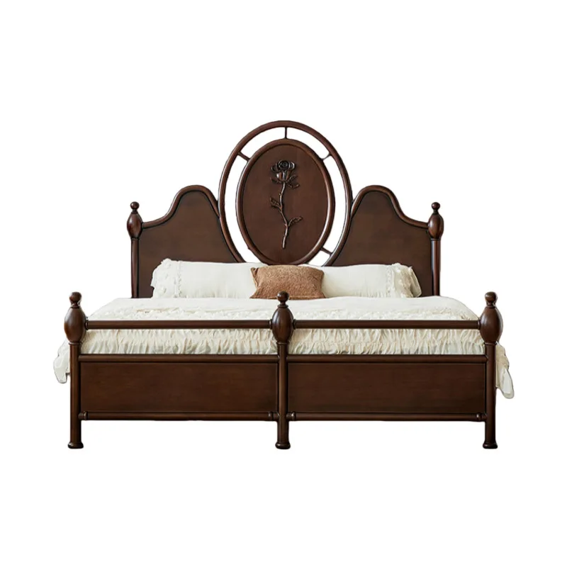 French retro solid wood bed full log medium antique bedroom big bed
French retro solid wood bed full log medium antique bedroom big bed