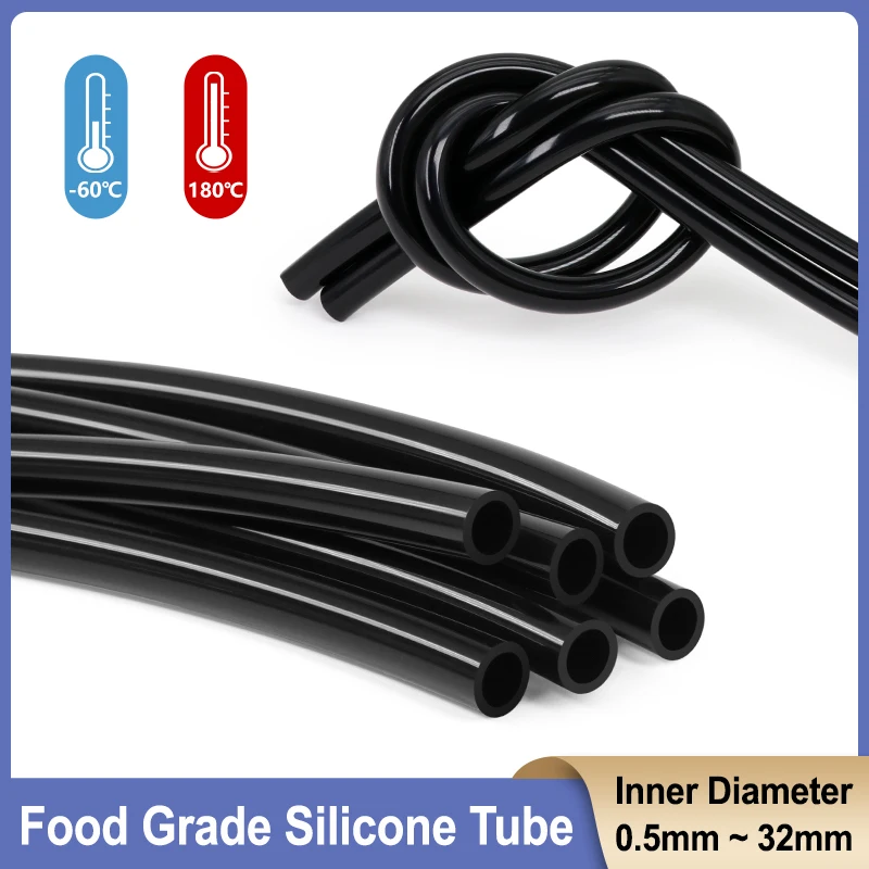 ID 0.5mm ~ 32mm Black Food Grade Silicone Tube Flexible Non-Toxic High Temperature Resistant Drink Water Connector Plumbing Hose
ID 0.5mm ~ 32mm Black Food Grade Silicone Tube Flexible Non-Toxic High Temperature Resistant Drink Water Connector Plumbing Hose