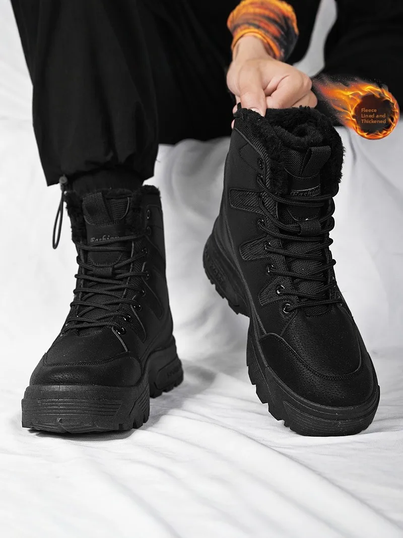 Men's Winter Outdoor Casual Hiking Fleece Lined Fur Integrated High Top Boots Snow Boots Sport Style Mid-Calf Boot
Men's Winter Outdoor Casual Hiking Fleece Lined Fur Integrated High Top Boots Snow Boots Sport Style Mid-Calf Boot