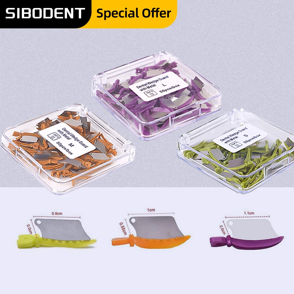 50 pcs/box. Interprox. plastic gingiva with steel matrix prot., gingival wedges, metal protector.
50 pcs/box. Interprox. plastic gingiva with steel matrix prot., gingival wedges, metal protector.
