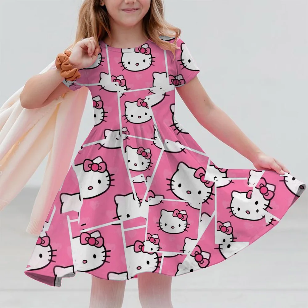 Летнее платье Sanrio Hello Kitty для девочек, женский костюм с короткими рукавами, праздничные платья принцессы, детские платья, одежда для малышей
Летнее платье Sanrio Hello Kitty для девочек, женский костюм с короткими рукавами, праздничные платья принцессы, детские платья, одежда для малышей