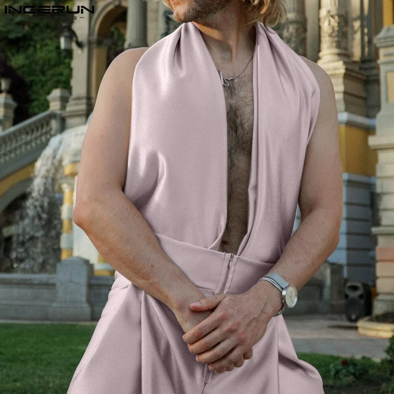 Мужские комбинезоны INCERUN: однотонные, атласные, без рукавов, уличный стиль, свободные, летние, модные повседневные комбинезоны 2026 года, размеры S-5XL
Мужские комбинезоны INCERUN: однотонные, атласные, без рукавов, уличный стиль, свободные, летние, модные повседневные комбинезоны 2026 года, размеры S-5XL