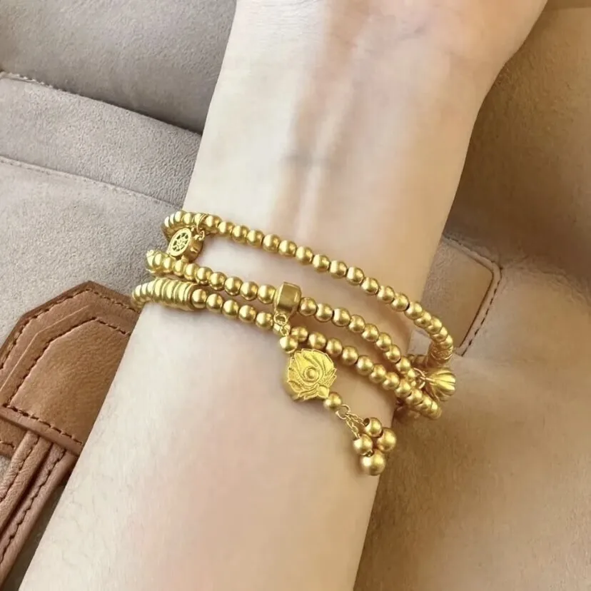 Plated Real Gold Color Preservation Ancient Sand Gold Perfect Continuous Bracelet Furui Inheritance Three Circle Girls Gift
Plated Real Gold Color Preservation Ancient Sand Gold Perfect Continuous Bracelet Furui Inheritance Three Circle Girls Gift