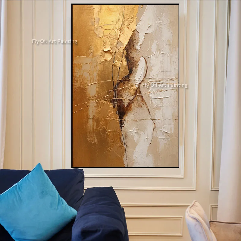 100% Handmade Modern Golden Abstract Thick Oil Painting On Canvas Simple Design Wall Art Paintings For Livingroom Decoration
100% Handmade Modern Golden Abstract Thick Oil Painting On Canvas Simple Design Wall Art Paintings For Livingroom Decoration