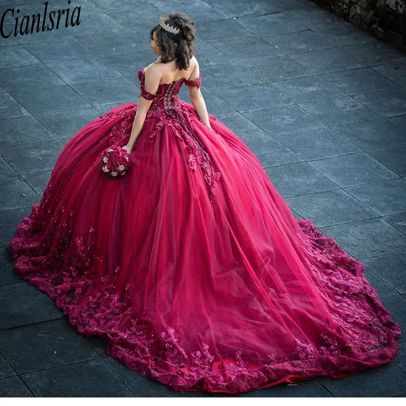 Платье принцессы для девочек, винно-красное платье Quinceanera, красивая цветочная аппликация, бисер, с открытыми плечами, Мексиканский корсет, сладкий 16, Vestido De 15
Платье принцессы для девочек, винно-красное платье Quinceanera, красивая цветочная аппликация, бисер, с открытыми плечами, Мексиканский корсет, сладкий 16, Vestido De 15
