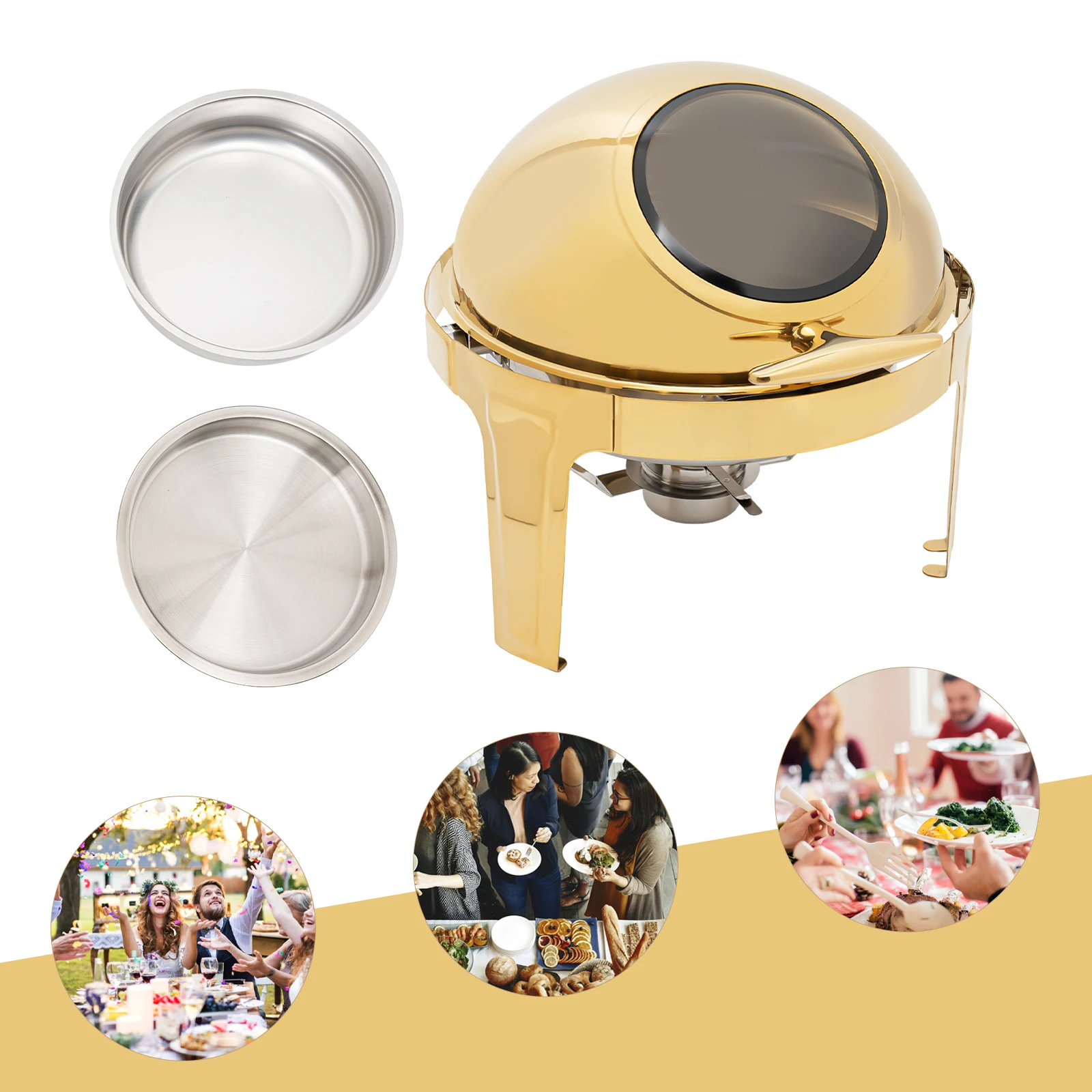 6.34Qt Round Chafing Dish,Chafer Buffet Warmer Set,Roll Top Chafing Dish Buffet Set,Food Warmer with Thickened Fuel Frame
6.34Qt Round Chafing Dish,Chafer Buffet Warmer Set,Roll Top Chafing Dish Buffet Set,Food Warmer with Thickened Fuel Frame