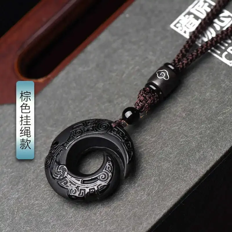 Obsidian Pendant New Year Primordial Year Safe Buckle Revolving Fortune Ancient Energy Health Necklace Ethnic Costume Jewelry
Obsidian Pendant New Year Primordial Year Safe Buckle Revolving Fortune Ancient Energy Health Necklace Ethnic Costume Jewelry