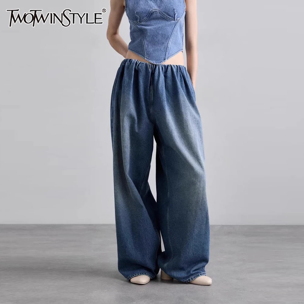 TWOTWINSTYLE Loose Casual Pants for Women High Waist Temperament Minimalist Wide Leg Pant Female Fashion Style
TWOTWINSTYLE Loose Casual Pants for Women High Waist Temperament Minimalist Wide Leg Pant Female Fashion Style