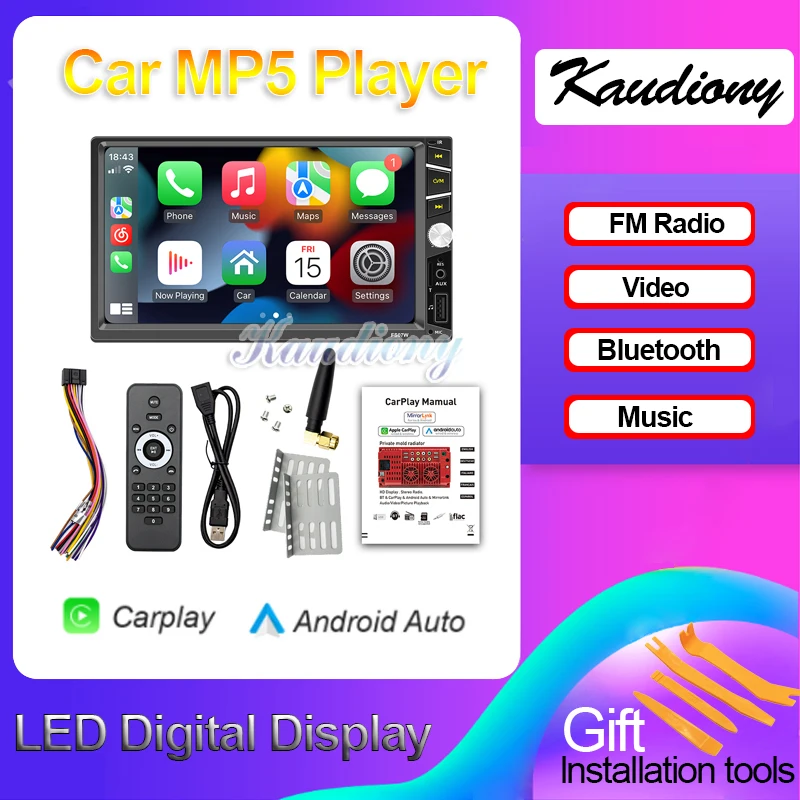 Kaudiony 7” Car Radio 1Din MP5 Player Audio Multimedia GPS Navigation Stereo Carplay Android Auto Bluetooth Music Video FM USB
Kaudiony 7” Car Radio 1Din MP5 Player Audio Multimedia GPS Navigation Stereo Carplay Android Auto Bluetooth Music Video FM USB