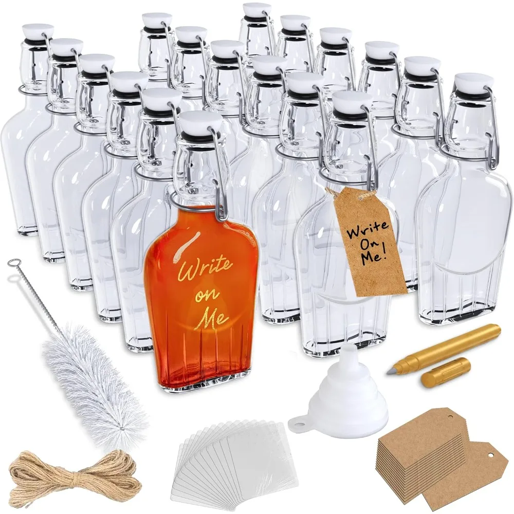 18 PK 8.5 Oz Glass Flask for Liquor | Swing Top Glass Bottles w/Shrink Wrap, Tags, Funnel & More | Small Liquor Bottles Set For
18 PK 8.5 Oz Glass Flask for Liquor | Swing Top Glass Bottles w/Shrink Wrap, Tags, Funnel & More | Small Liquor Bottles Set For