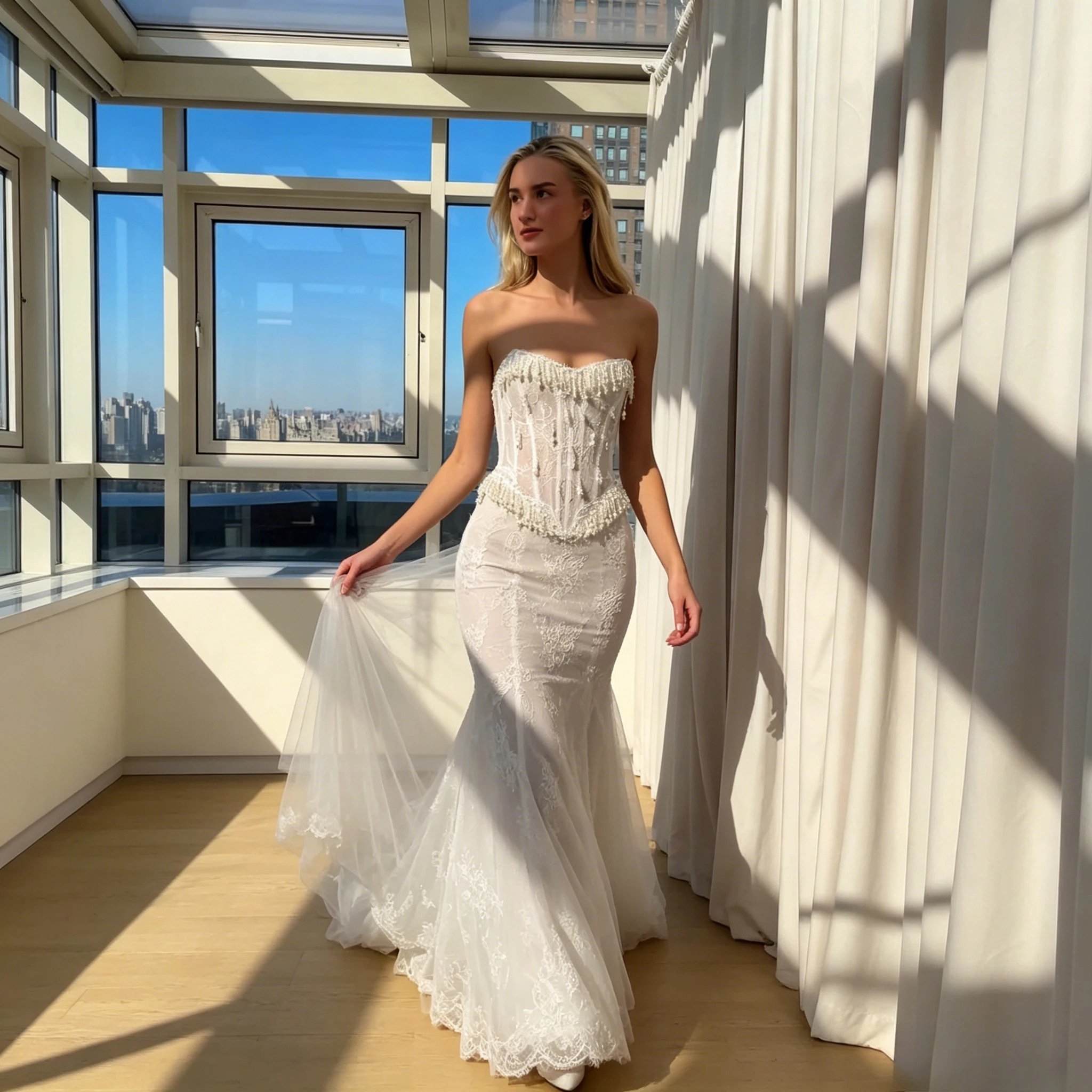 Customized Luxury Sparkling Beaded Lace Mermaid Wedding Dress with Strapless Corset Back Bridal Gown Vestidos De Novia
Customized Luxury Sparkling Beaded Lace Mermaid Wedding Dress with Strapless Corset Back Bridal Gown Vestidos De Novia