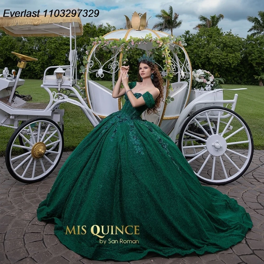 EVLAST Customized Glitter Dark Green Quinceanera Dress Ball Gown Lace Applique Beaded Corset Sweet 16 Vestido De 15 Anos E1Q01
EVLAST Customized Glitter Dark Green Quinceanera Dress Ball Gown Lace Applique Beaded Corset Sweet 16 Vestido De 15 Anos E1Q01