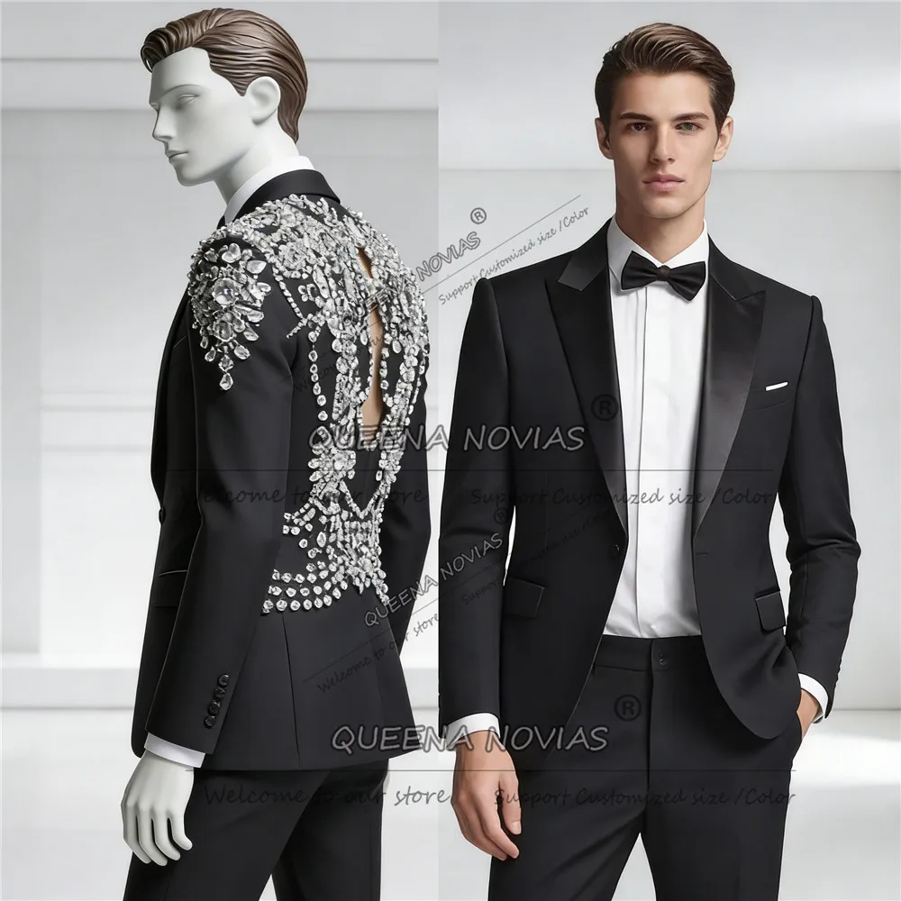 Luxury Jewelry Stones Suit Attire For Wedding Customized 2 Piece Jacket Trousers Groom Party Tuxedos Slim Fit Ternos Completo
Luxury Jewelry Stones Suit Attire For Wedding Customized 2 Piece Jacket Trousers Groom Party Tuxedos Slim Fit Ternos Completo