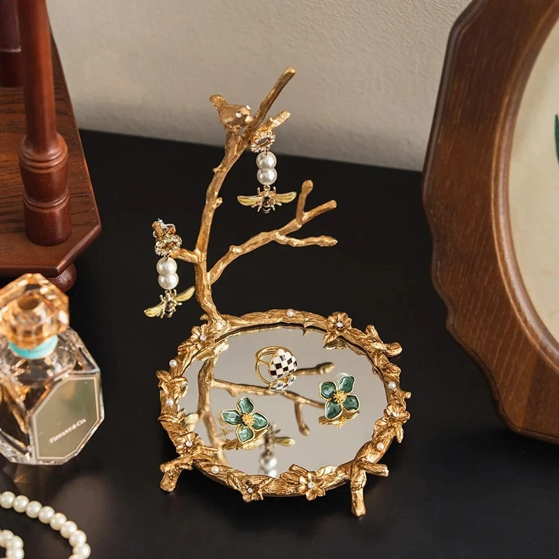 Jewelry Necklace Display Plate Cosmetics Organizer Golden Mirror Glass Tray Decorative Branch Storage Trays Dressing Table
Jewelry Necklace Display Plate Cosmetics Organizer Golden Mirror Glass Tray Decorative Branch Storage Trays Dressing Table