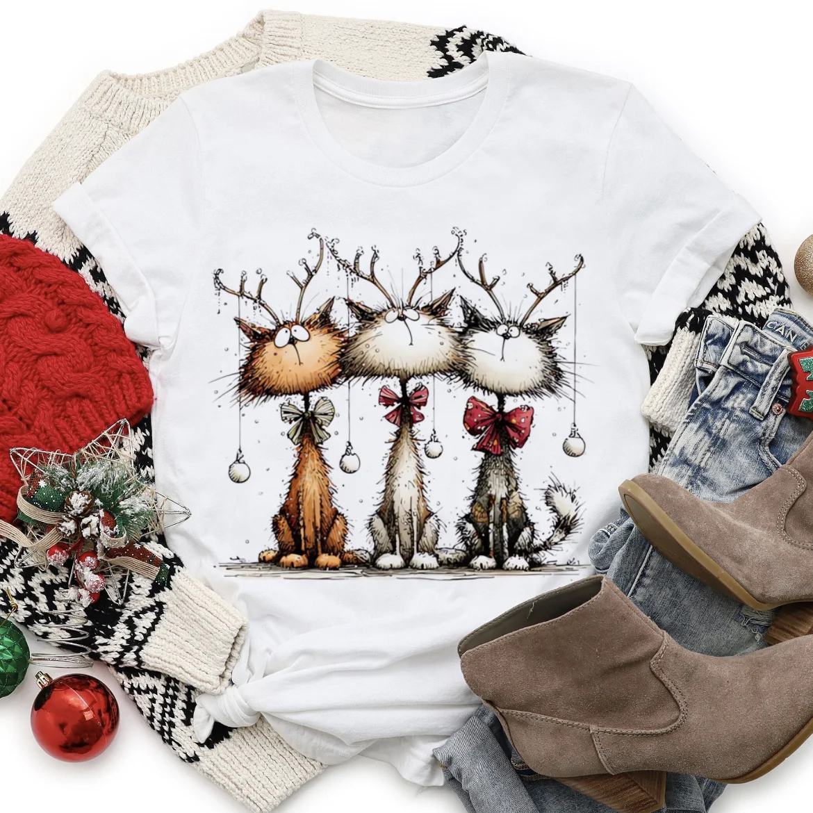 Новогодняя футболка в базовом стиле, женская повседневная футболка с принтом и круглым вырезом, женская новая белая футболка с милым котом и принтом, популярная футболка
Новогодняя футболка в базовом стиле, женская повседневная футболка с принтом и круглым вырезом, женская новая белая футболка с милым котом и принтом, популярная футболка