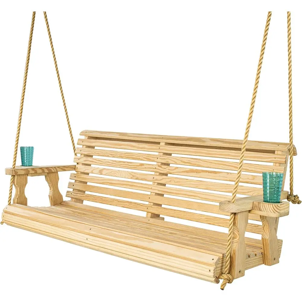 Durable 700-Pound Capacity Wooden Porch Swing with Cup Holders - 4-Foot Outdoor Rollback Swing, Unfinished, Made in USA
Durable 700-Pound Capacity Wooden Porch Swing with Cup Holders - 4-Foot Outdoor Rollback Swing, Unfinished, Made in USA