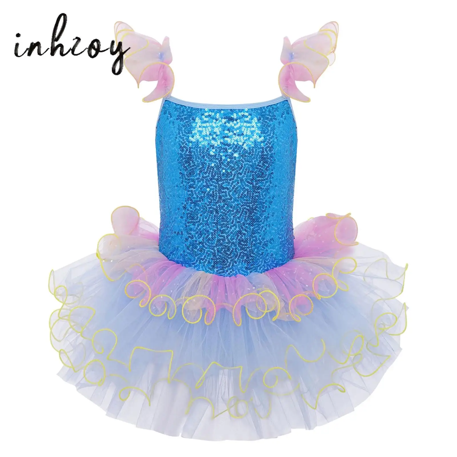 Kids Girls Ballet Dance Dress Ruffled Sleeves Shiny Sequins Bodice Layered Tulle Tutu Dress Ballroom Performance Dancewear
Kids Girls Ballet Dance Dress Ruffled Sleeves Shiny Sequins Bodice Layered Tulle Tutu Dress Ballroom Performance Dancewear