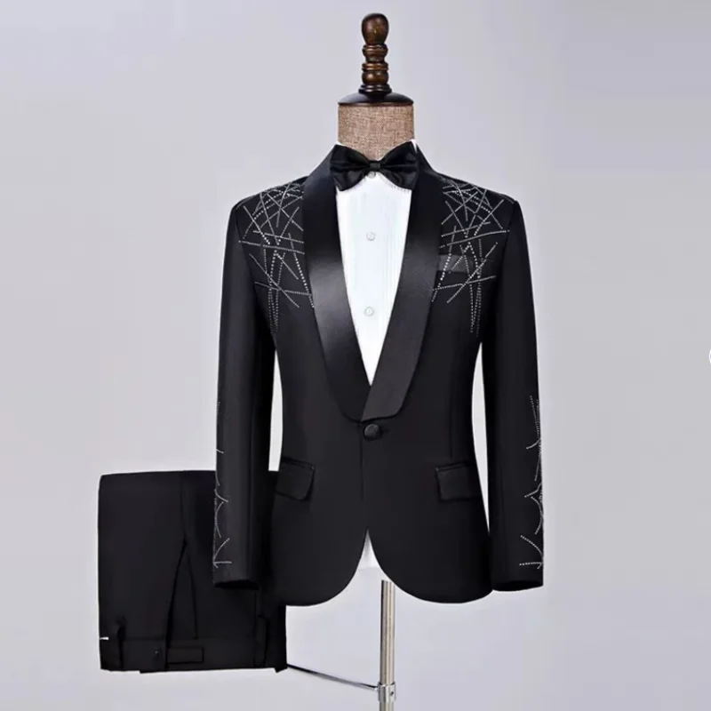 Men Elegant Slim Fit Rhinestones Blazer And Pants Set Fashionable Wedding Host Groomsmen Singer Chorus Stage Outfit Suit
Men Elegant Slim Fit Rhinestones Blazer And Pants Set Fashionable Wedding Host Groomsmen Singer Chorus Stage Outfit Suit