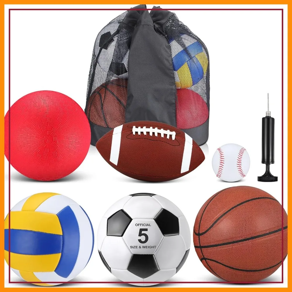 6-Pack Multi Sport Ball Set: Football, Basketball, Soccer, Volleyball, Baseball with Pump & Bag, Back to School Gift
6-Pack Multi Sport Ball Set: Football, Basketball, Soccer, Volleyball, Baseball with Pump & Bag, Back to School Gift
