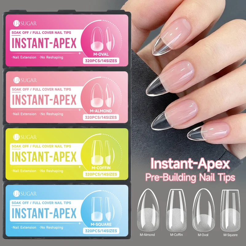 UR SUGAR 320pcs Instant-Apex Soft Gel Nail Tips Half Matt Full Cover Press-On Pre-Building Nail Tips False Nails Gel Extension
UR SUGAR 320pcs Instant-Apex Soft Gel Nail Tips Half Matt Full Cover Press-On Pre-Building Nail Tips False Nails Gel Extension
