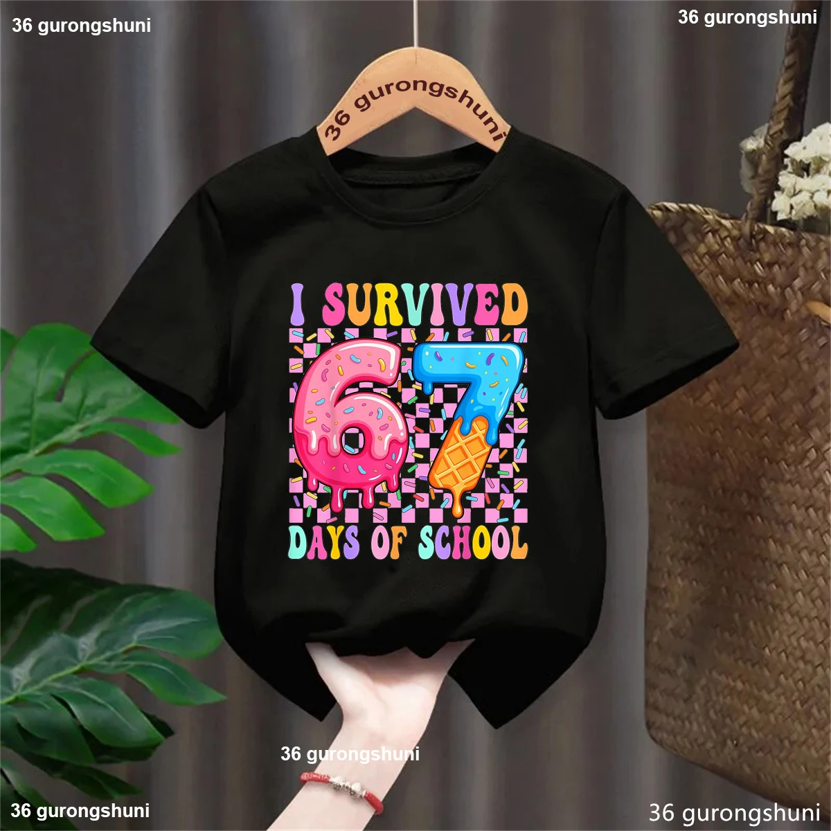 Colorful Ice Cream I Survived 67 Days Of School Printed T Shirt Girls/Boys Funny Kids Clothes Summer Short Sleeve Solid T-Shirt
Colorful Ice Cream I Survived 67 Days Of School Printed T Shirt Girls/Boys Funny Kids Clothes Summer Short Sleeve Solid T-Shirt