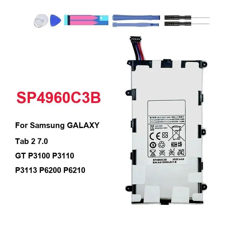 Battery SP4960C3B For Samsung GALAXY Tab 2 7.0 GT P3100 P3110 P3113 P6200 4000Mah
Battery SP4960C3B For Samsung GALAXY Tab 2 7.0 GT P3100 P3110 P3113 P6200 4000Mah