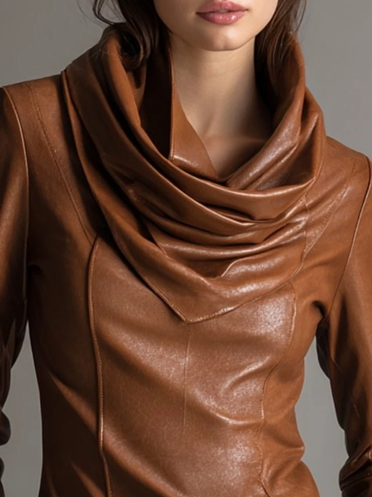 Женская блузка из искусственной кожи с капюшоном и длинным рукавом, уличная одежда, топ, стильная эластичная искусственная кожа, шикарная повседневная мода
Женская блузка из искусственной кожи с капюшоном и длинным рукавом, уличная одежда, топ, стильная эластичная искусственная кожа, шикарная повседневная мода