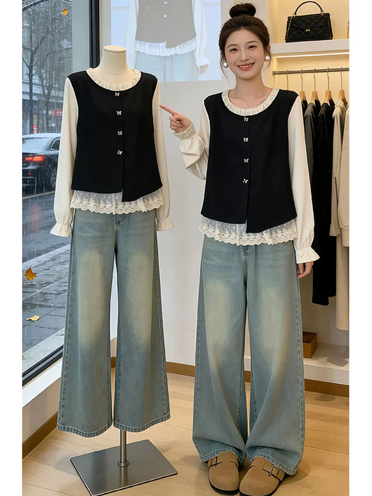 Fashionable Lace Splice Long Sleeve Shirt Women's Casual Style plus Size Slimming Top Spring Autumn New Arrival Elegant
Fashionable Lace Splice Long Sleeve Shirt Women's Casual Style plus Size Slimming Top Spring Autumn New Arrival Elegant