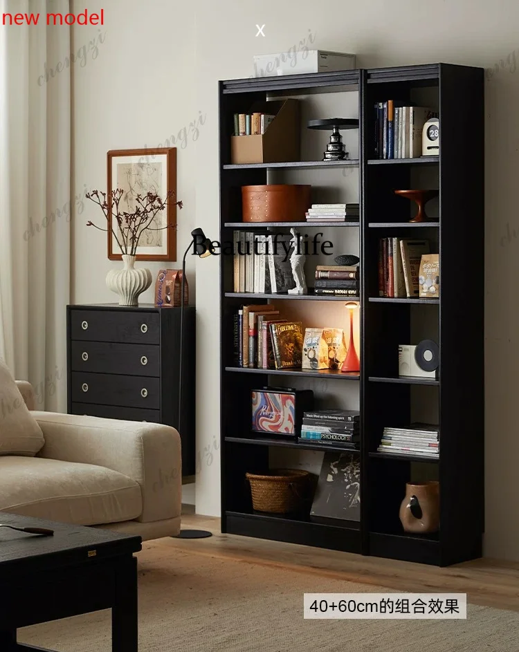 Solid wood combination bookcase, living room magazine storage rack, black display caseN138
Solid wood combination bookcase, living room magazine storage rack, black display caseN138