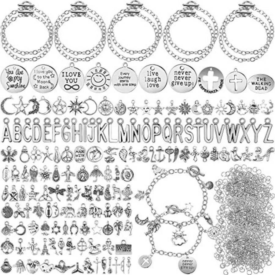 469 Pcs Silver Charm Bracelet Making Kit DIY Bangles Bracelet Set Paperclip Chain Bracelets Alphabet Charms Jewelry Making Supp
469 Pcs Silver Charm Bracelet Making Kit DIY Bangles Bracelet Set Paperclip Chain Bracelets Alphabet Charms Jewelry Making Supp