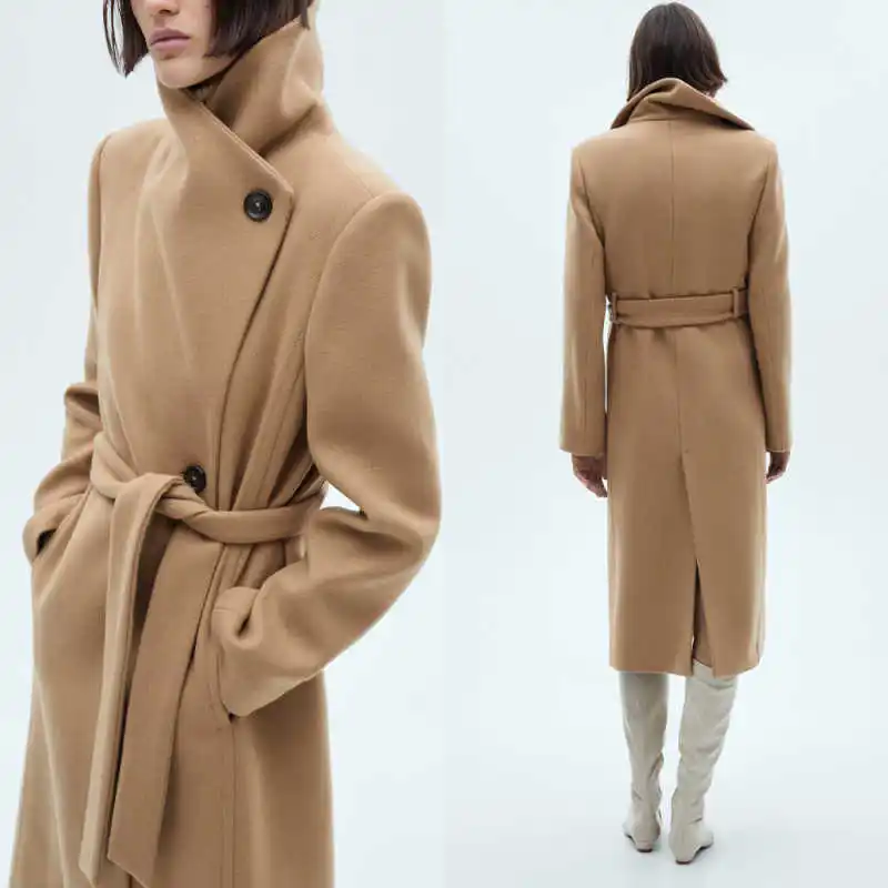 High-End Wool Blend Women's Coat With Belted Slimming Mid-Length Autumn Winter Outerwear Warm OverCoat Customized
High-End Wool Blend Women's Coat With Belted Slimming Mid-Length Autumn Winter Outerwear Warm OverCoat Customized
