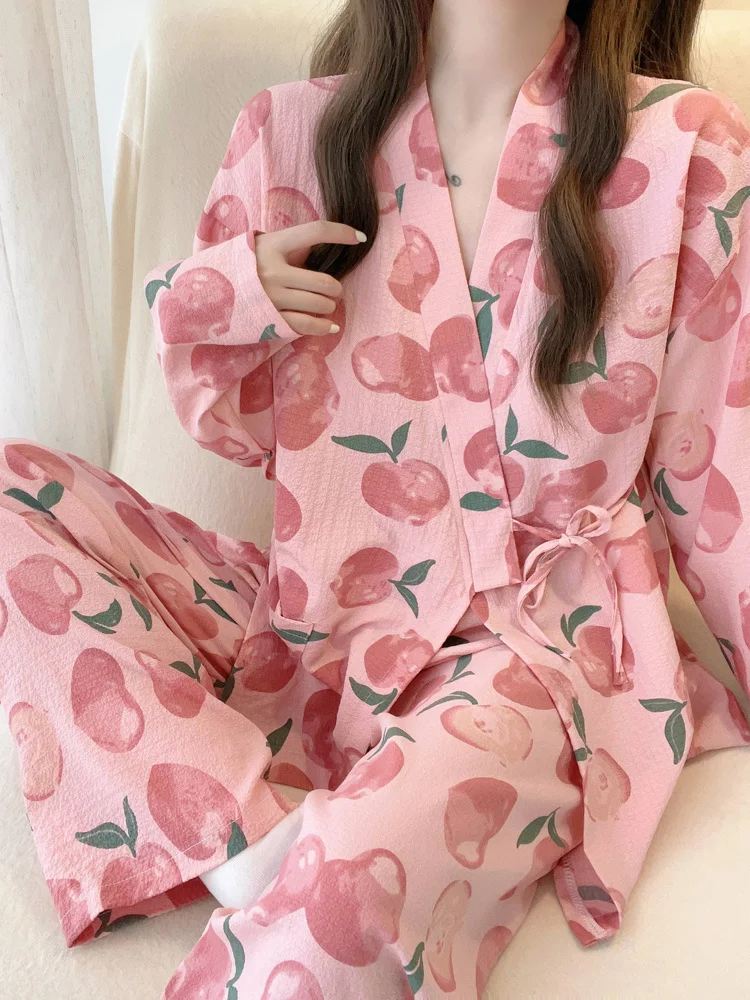 Spring Autumn Girls Pijamas Mujer Winter Comfortable Women Pajamas Sets Long Sleeve Kimono Clothing Autumn Lovely Sleepwear Suit
Spring Autumn Girls Pijamas Mujer Winter Comfortable Women Pajamas Sets Long Sleeve Kimono Clothing Autumn Lovely Sleepwear Suit