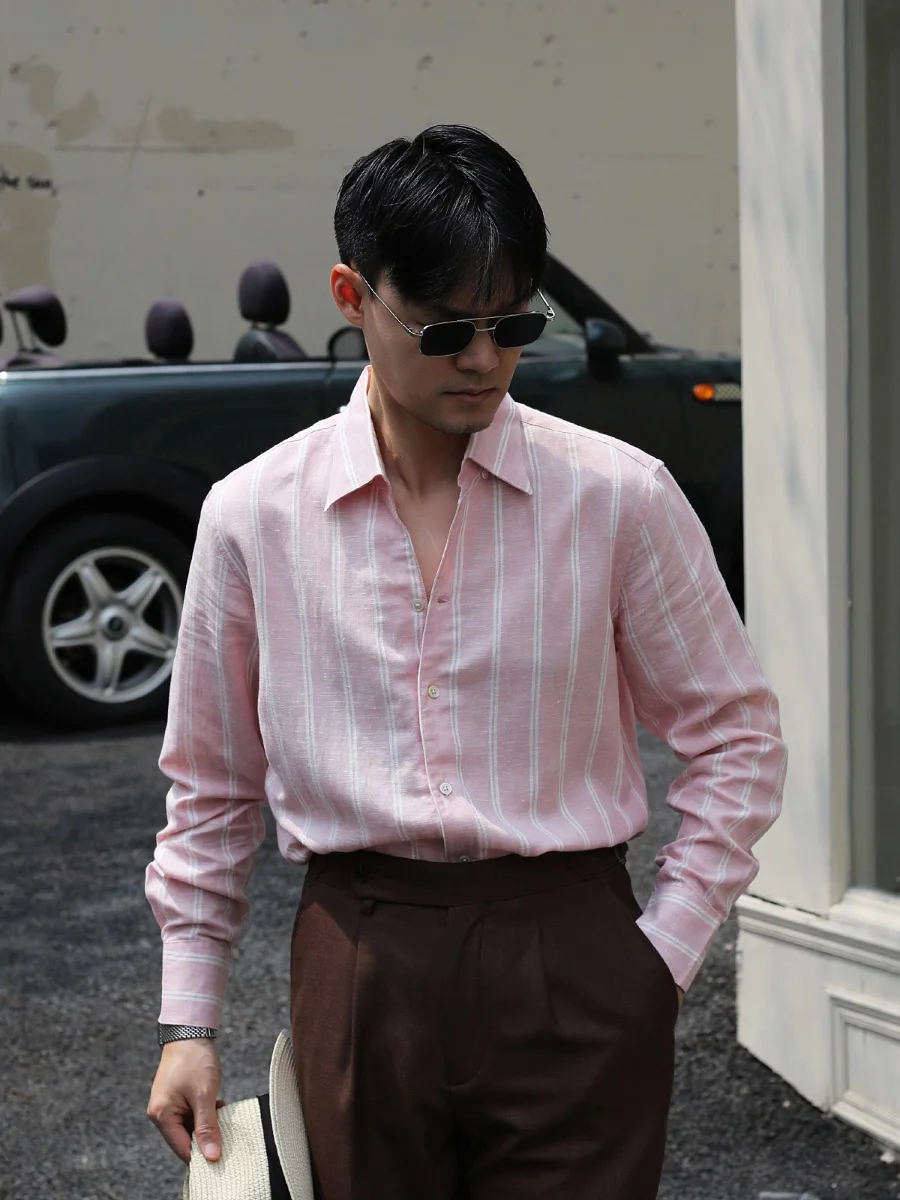 Elegant Gentleman's Linen Shirt Casual Summer Vacation Stripe Pattern Slim Fit Collar Breathable Fashion Urban Style
Elegant Gentleman's Linen Shirt Casual Summer Vacation Stripe Pattern Slim Fit Collar Breathable Fashion Urban Style