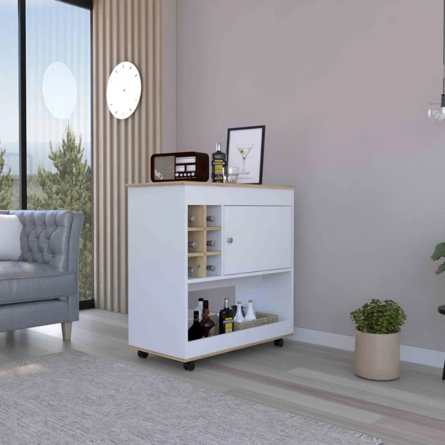 Camelia Bar Cart Lower Panel Six Bottle Cubbies One Cabinet Light Oak White
Camelia Bar Cart Lower Panel Six Bottle Cubbies One Cabinet Light Oak White